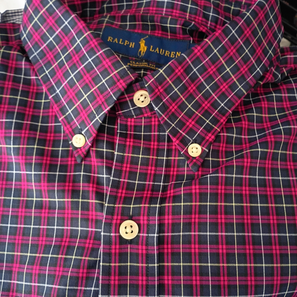 Ralph Lauren Blue Label Men's Plaid Shirt - Pink and Navy